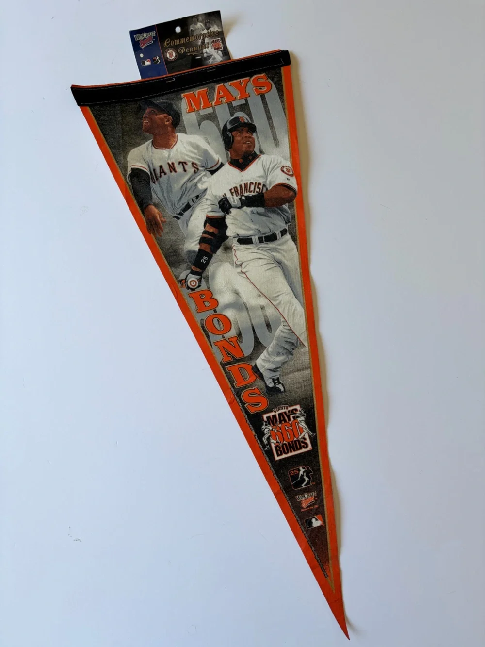 Vtg 2004 Wincraft Barry Bonds Willie Mays 660 HRs San Francisco Giants Pennant